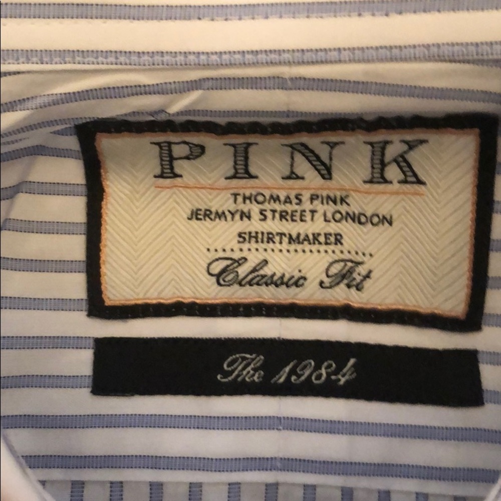 Thomas pink classic fit striped cotton shirt